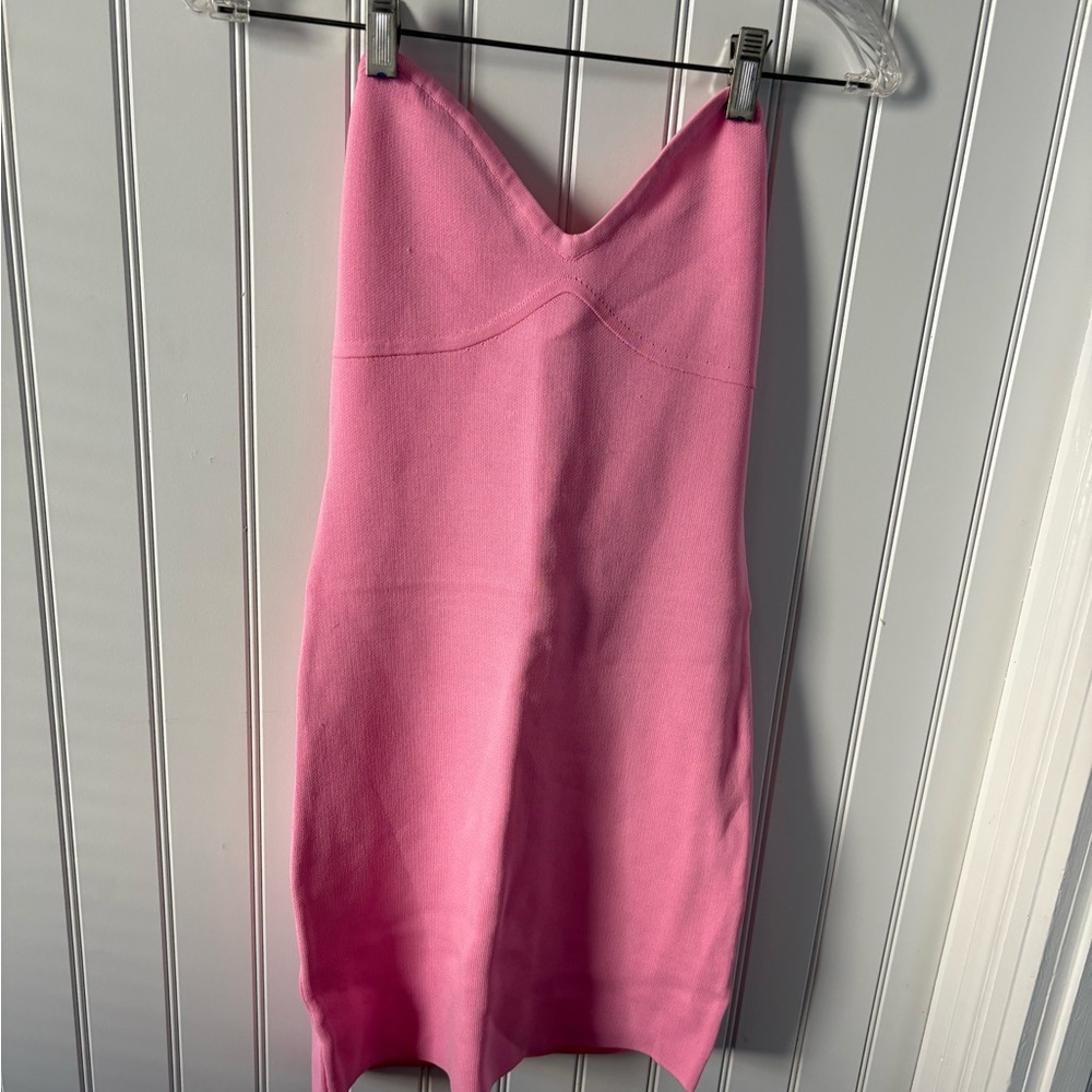 Beginning Boutique Pink knit strapless mini Dress